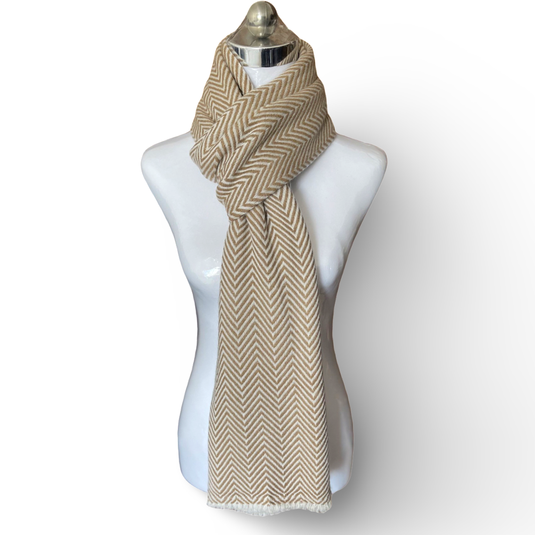 Beige/White Pashmina Cashmere Blend Shawl