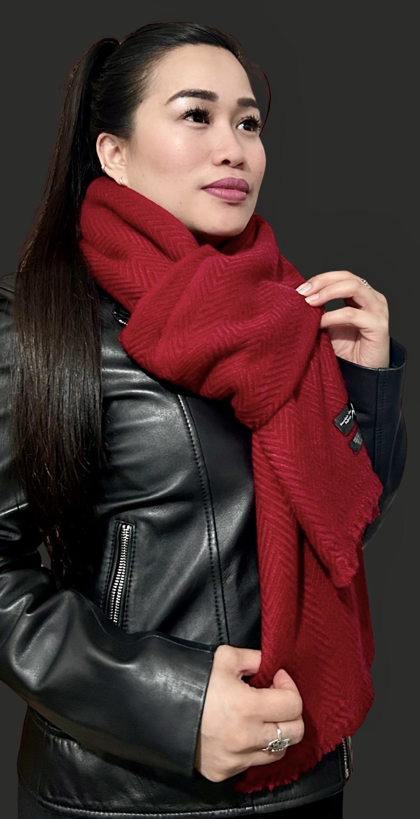 Cabernet Red Pashmina Cashmere Blend Shawl