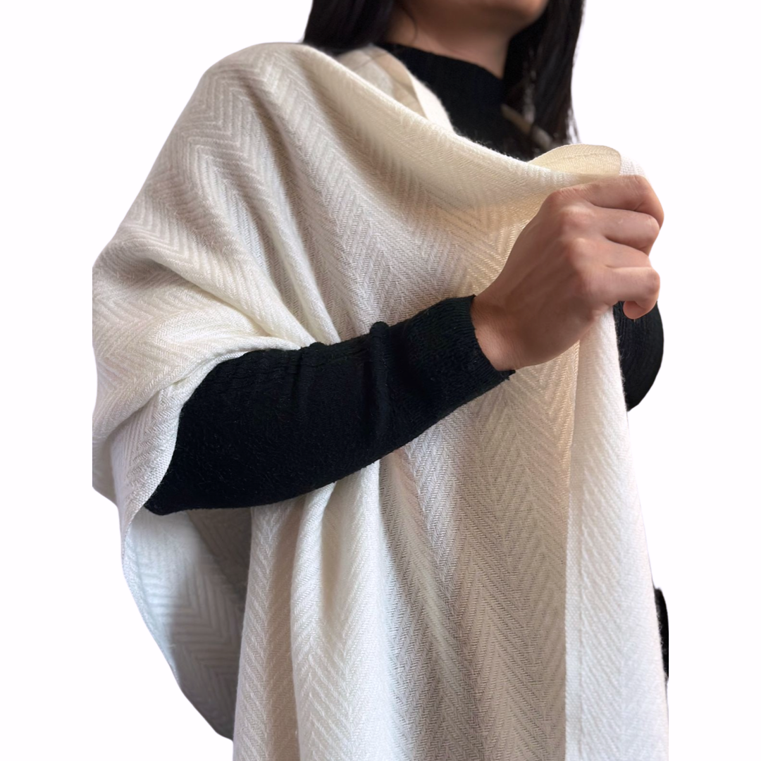 Cream/White Pashmina Cashmere Blend Shawl